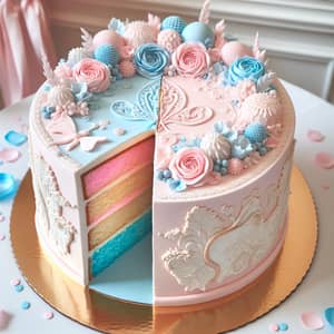 Gender Reveal Party Cake | Beautifully Decorated with Pastel Colors