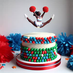 Colorful Cheerleading Themed Multi-Tiered Cake Celebration