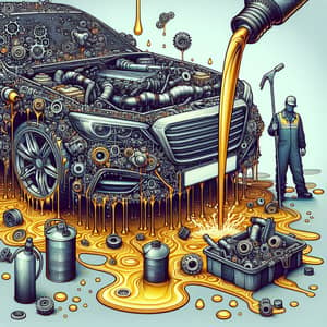 Detailed Image of Car with Excessive Engine Oil | Leak