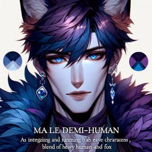 Male Fox Demi-Human with Blue & Purple Fur