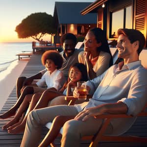 Family Beach House Sunset: Peaceful Evening Getaway