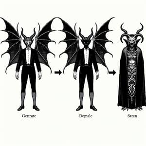 Gender-Diverse Demonic Figure with Bat Wings and Satan Entity