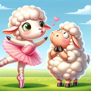 Graceful Sheep Dancer Kissing Surprised Sheep