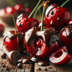 Red Cherries with Dark Chocolate | Succulent Fruits