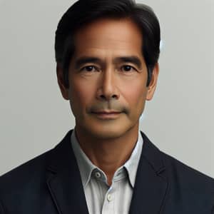 50-Year-Old Filipino Man Self-Portrait | Formal and Warm Smiling Expression