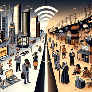 Digital Divide: Contrasting High-Tech Metropolis with Low-Tech Rural Area