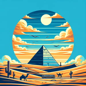 Blue Sky Desert Pyramid Illustration