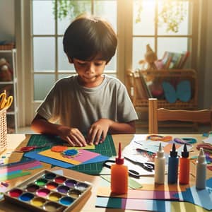South Asian Child Crafting: Creative Project at Table