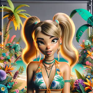 Vibrant Tropical Bikini Fashion Editorial | Exotic Flowers