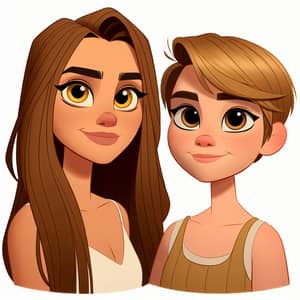 Pixar-Style Lesbian Couple Illustration