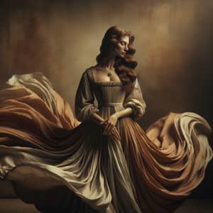 Renaissance Elegance in Botticelli-style Portrait | Graceful Woman in Flowing Gown