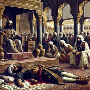 Pre-Islamic Arabian Era: Scene of Slain Man Before Sultan