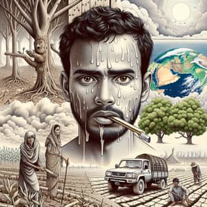 Climate Change Effects in Pakistan - Illustration Depiction