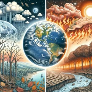Climate Change Effects Illustration - Beauty and Fragility of Our Planet