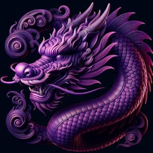 Detailed 3D Asian Purple Dragon Illustration