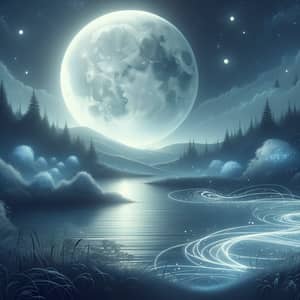 Moonlit Night Scene with Twinkling Stars and Calming Moon Glow