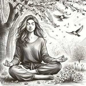 Spiritually Inclined Individual Meditating in Serene Natural Setting