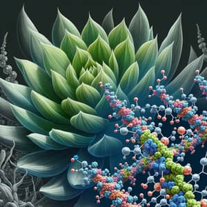Detailed Illustration of a Succulent Plant with Microscopic Structures
