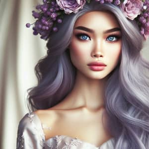 Thyla: Beautiful Maiden with Lilac Hair and Blue Eyes