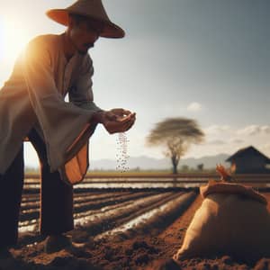 Farmers Sowing Seeds: A Sunny Autumn Day