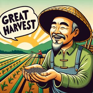 Joyful Farmer Sowing Seeds for a Great Harvest