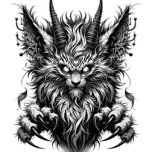 Demonized Anthropomorphic Cat Illustration with Extravagant Fur