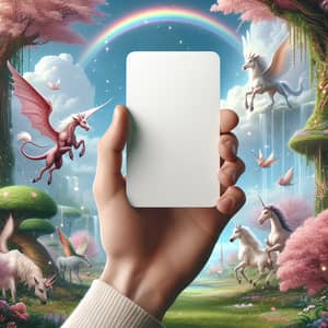 Vertical White Card on Fabulous Mythical Spring Background