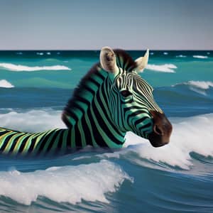 Green Zebra Swimming in the Sea - Unique Wildlife Encounter