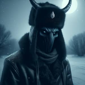 Sinister Demon Character in Ushanka Hat - Mystery Unveiled