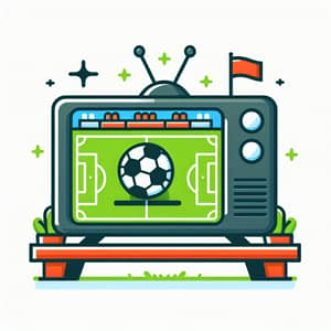 Simple Style Football Match Illustration on Television