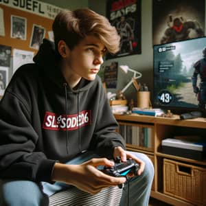 Teenage Boy Playing Video Game | Gamer's Room Ambiance