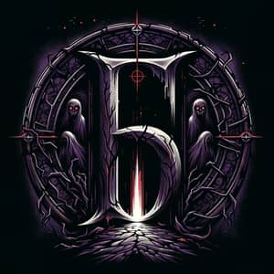Chilling Horror Logo: Gothic 'ES' Design in Deep Purple & Black