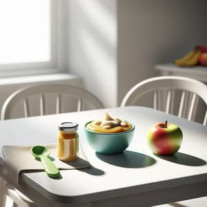 Organic Apple, Banana & Pear Fruit Puree in Colorful Bowl