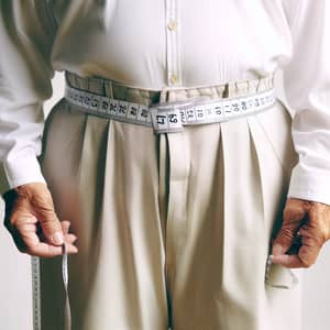 Elderly Woman with 170 cm Waistline | White Pants View