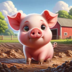 Adorable Confused Pig - Humble Farm Setting