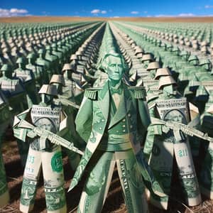 One Dollar Army: Unique Formation of Dollar Bill Soldiers