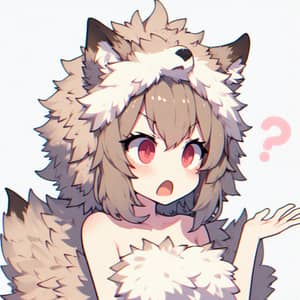 Endearing Furry Kemono Style Icon of Confused Girl