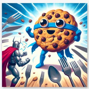Chocolate Chip Cookie Superhero vs. Fork Magnet Villain