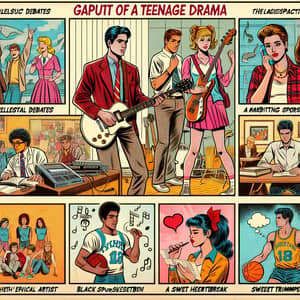 Vintage Comic Book Teenage Drama - High School Adventures