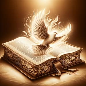 Holy Spirit Dove Over Bible | Spiritual Symbolism Illustration
