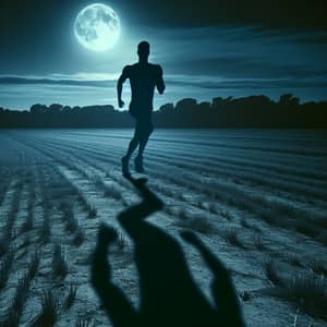 Mysterious Athletic Hispanic Shadow Running Under Moonlight