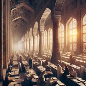 Majestic Ancient Library - Cultural Tapestry at Sunrise