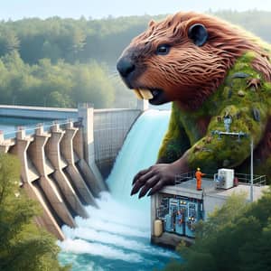 Female Beaver-Like Creature Maintaining Hydropower Dam