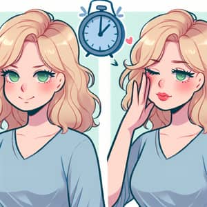 Blond Woman with Green Eyes Getting Up at 5:00 AM