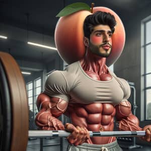 Muscular Man South Asian Peach Lifting Barbell