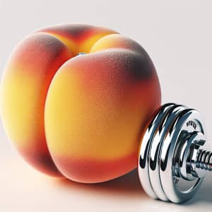 Ripe Peach and Chromed Barbell - Exquisite Visual Contrast