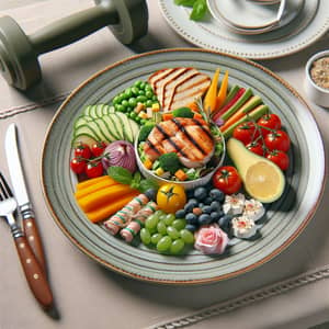 Healthy and Vibrant Fitness Packed Meal on Beautiful Plate