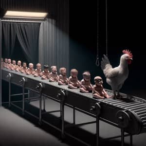 Distressed Infants on Conveyor Belt | Dark and Unusual Imagery