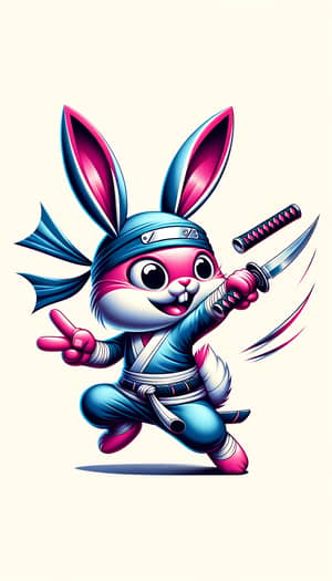 Playful Rabbit Ninja | Colorful Anime-Style Art