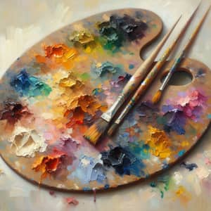 Traditional Artist's Palette with Diverse Spectrum of Colors